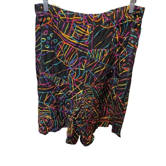Vintage 90s Black Multicolor Squiggles Made in USA Basic Editions Shorts Sz 18 - Picture 2 of 11